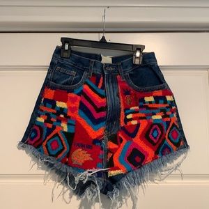 NWT Farm Rio Summer Patches Denim Shorts